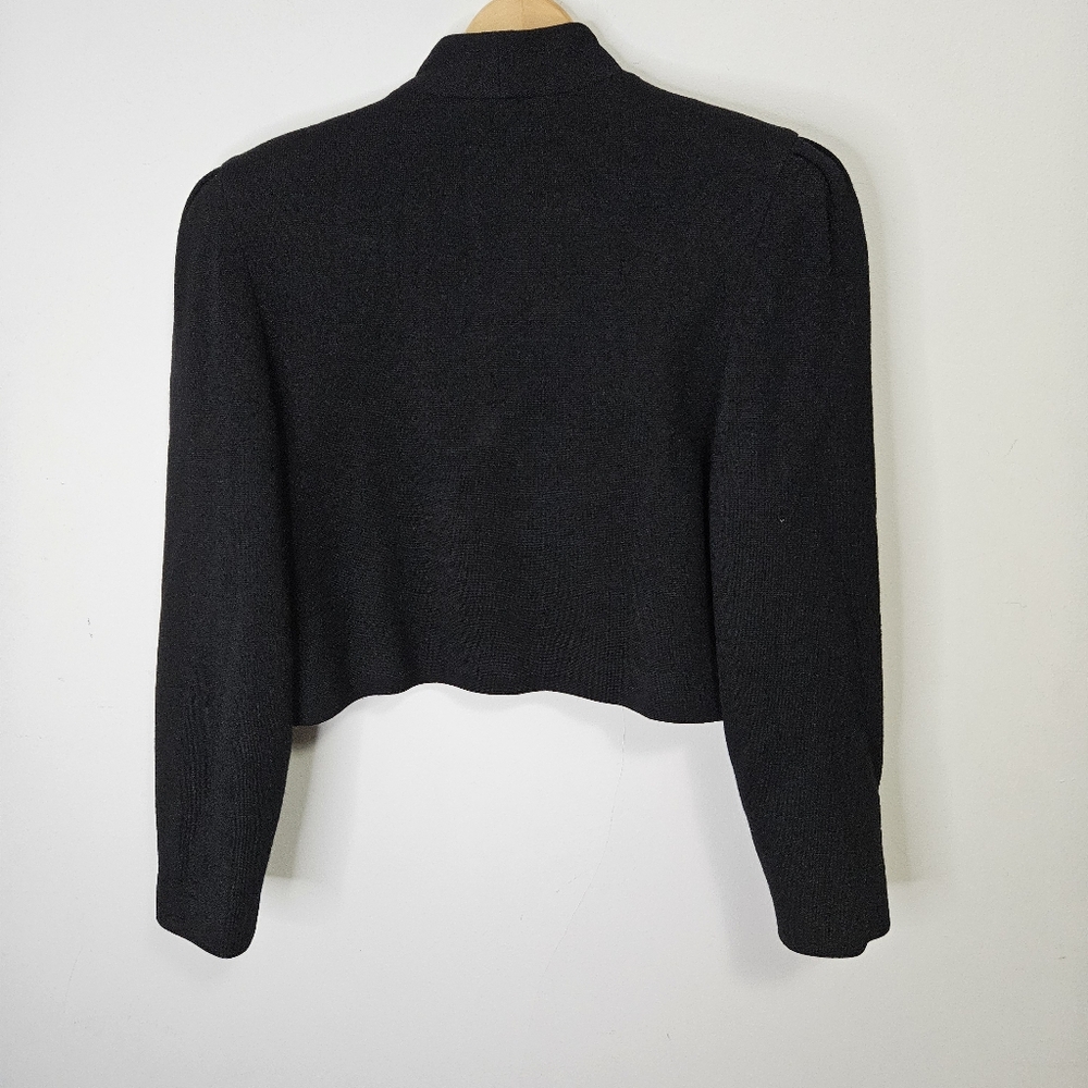 VTG Lillie Rubin Bolero Jacket Sz L Black Beaded Embroidered Wool Night Party - Picture 10 of 12